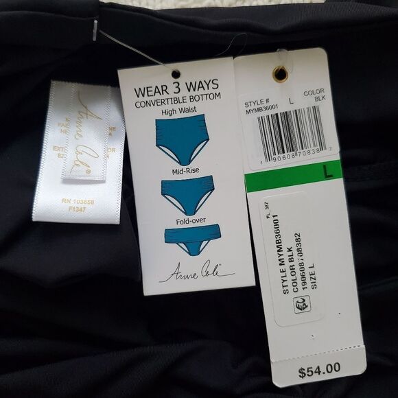 Anne Cole Convertible High Waist Shirred Swim Bottoms Sz Lg - Picture 10 of 12
